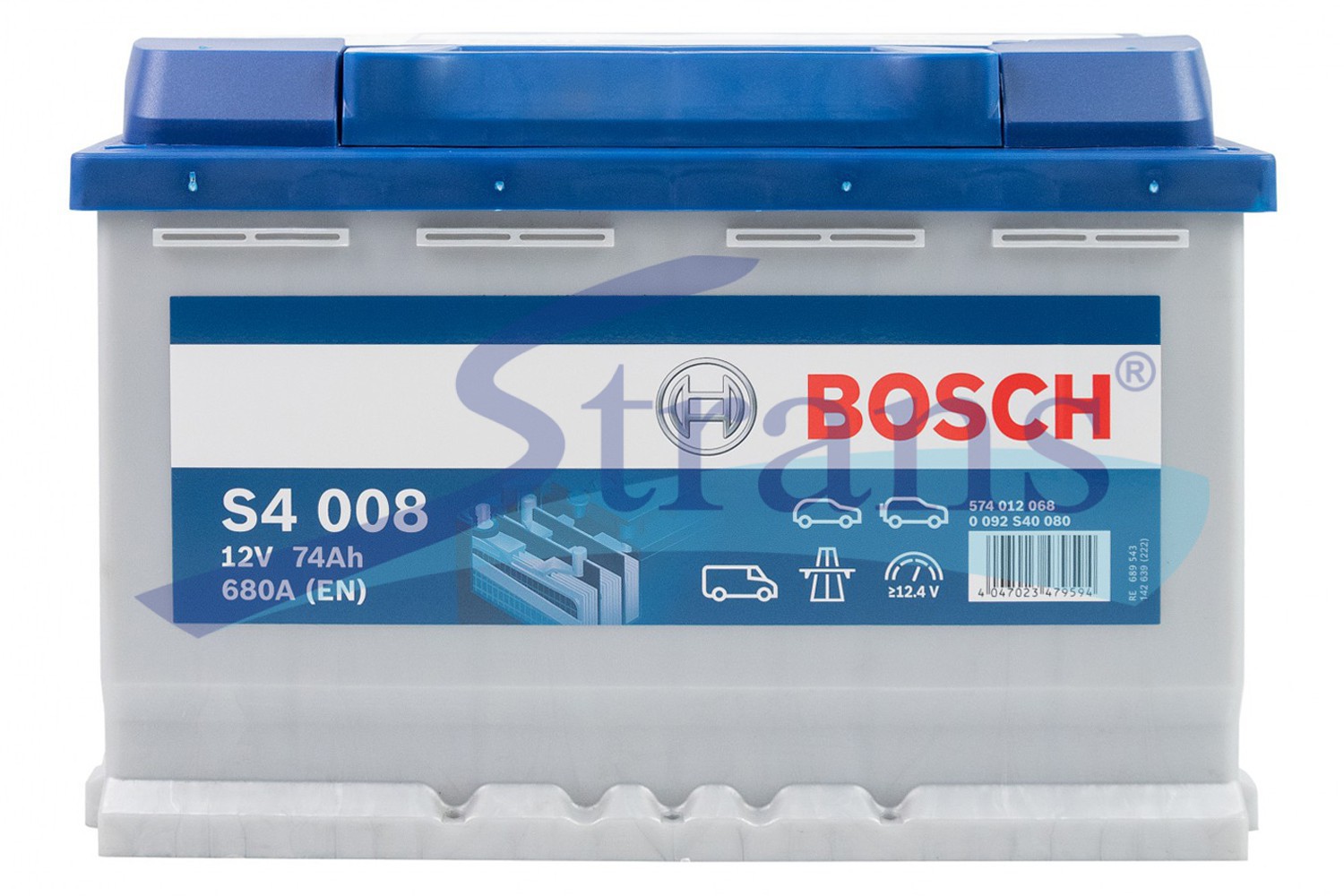 Акумулятор Bosch 12V 74Ah 680A R+ S4 278*175*190Mm 0092S40080